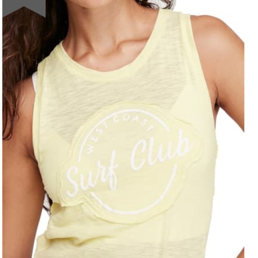 NWT Free People Martine Tank Top Electric Lemon Yellow Sleeveless Women's Small - Picture 2 of 10